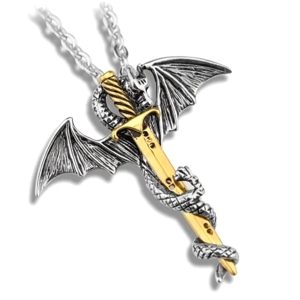 Retro Fashion Rock And Roll Pterosaur Sword Pendant Necklace - Picture 4 of 7